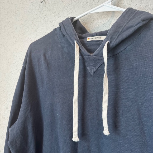 Men’s Marine Layer Navy Blue 100% Cotton Lightweight Hoodie Sweatshirt - Size S - Picture 2 of 6